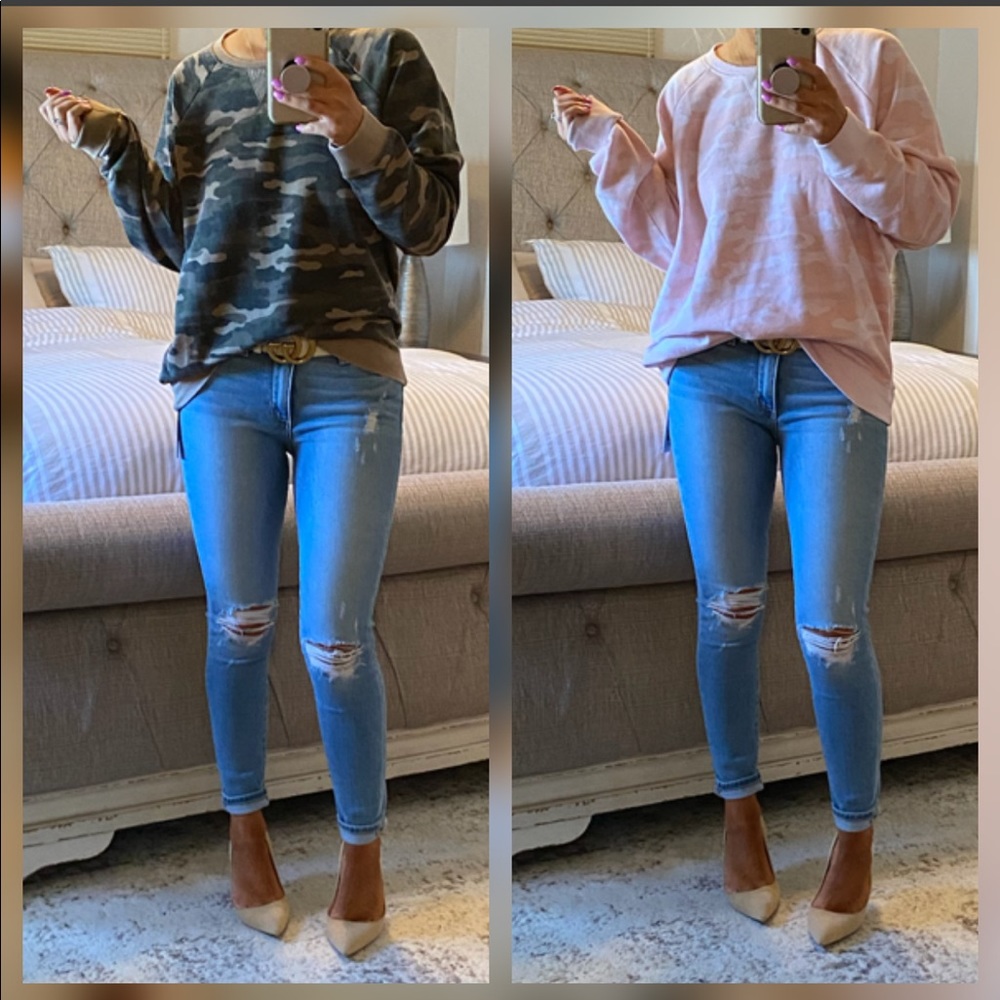 New💞Soft PINK vintage camo sweater